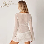 white crochet mesh top