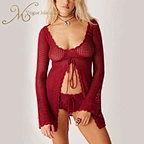red crochet mesh top