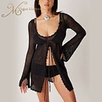 black crochet mesh top